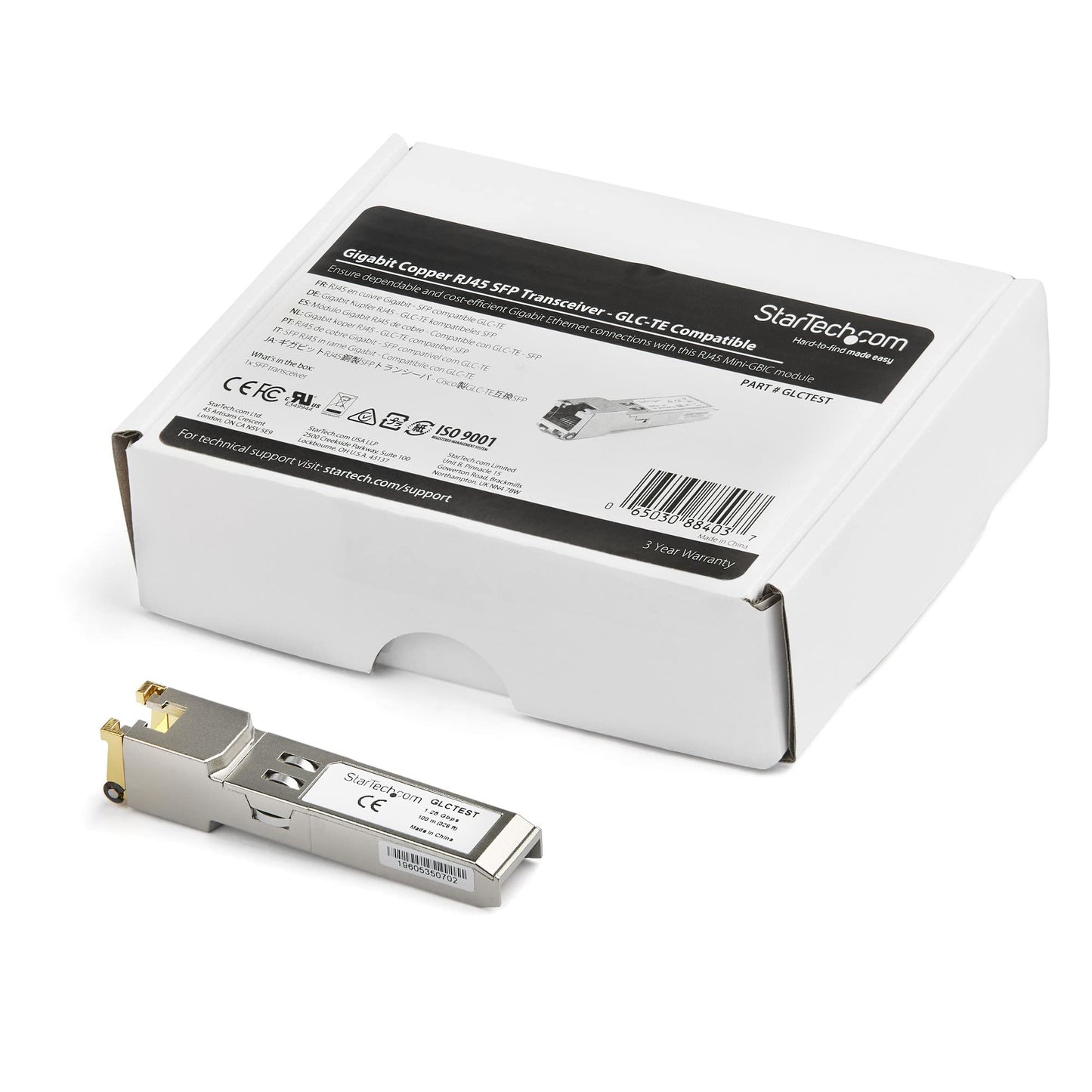 StarTech.com Cisco GLC-TE Compatible Module - 1000BASE-T Copper Industrial Gigabit Ethernet Transceiver - SFP to RJ45 Cat6/Cat5e 100m Extended Temp