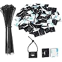 Zip Tie Mounts - SeuYeugX 100PCS Cable Self Adhesive Mounts Set for Wire Management with Stick Pads Anchors Clips Squares Holders (Black)
