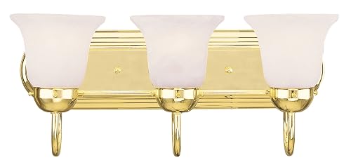 Livex Lighting 1073-02 Riviera 3-Light Bath Light, Polished Brass, 18 x 8 x 8
