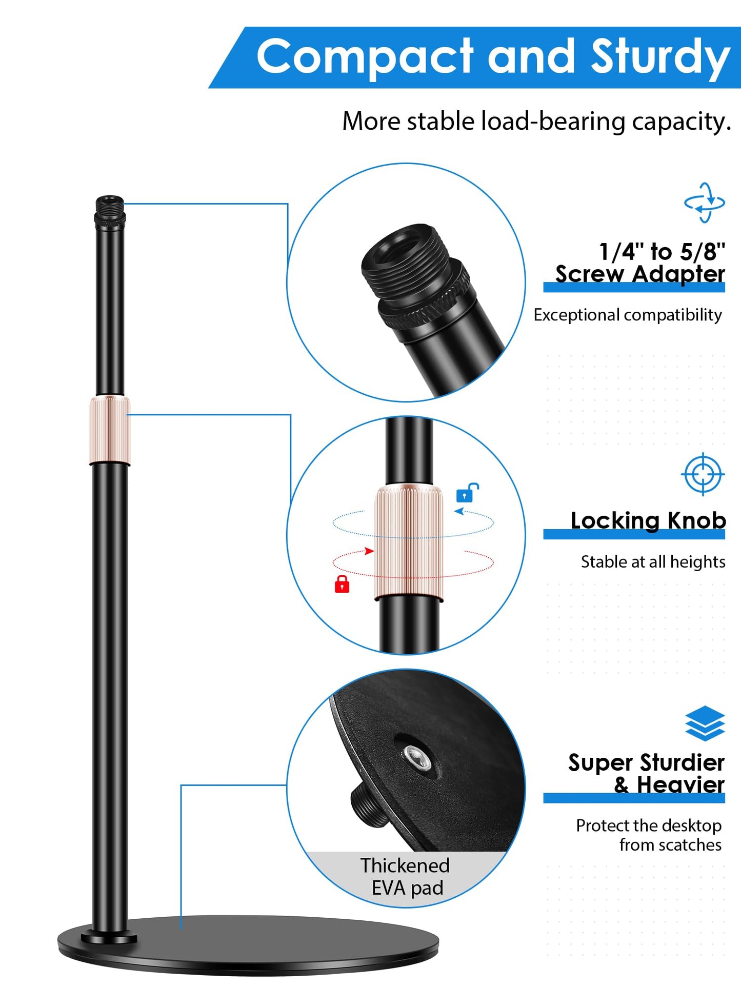 Microphone Stand with Shock Mount, [Custom Built for Yeti Nano Mic] Anti-Vibration Suspension Shock Mount Holder Clip Compatible with Blue Yeti Nano