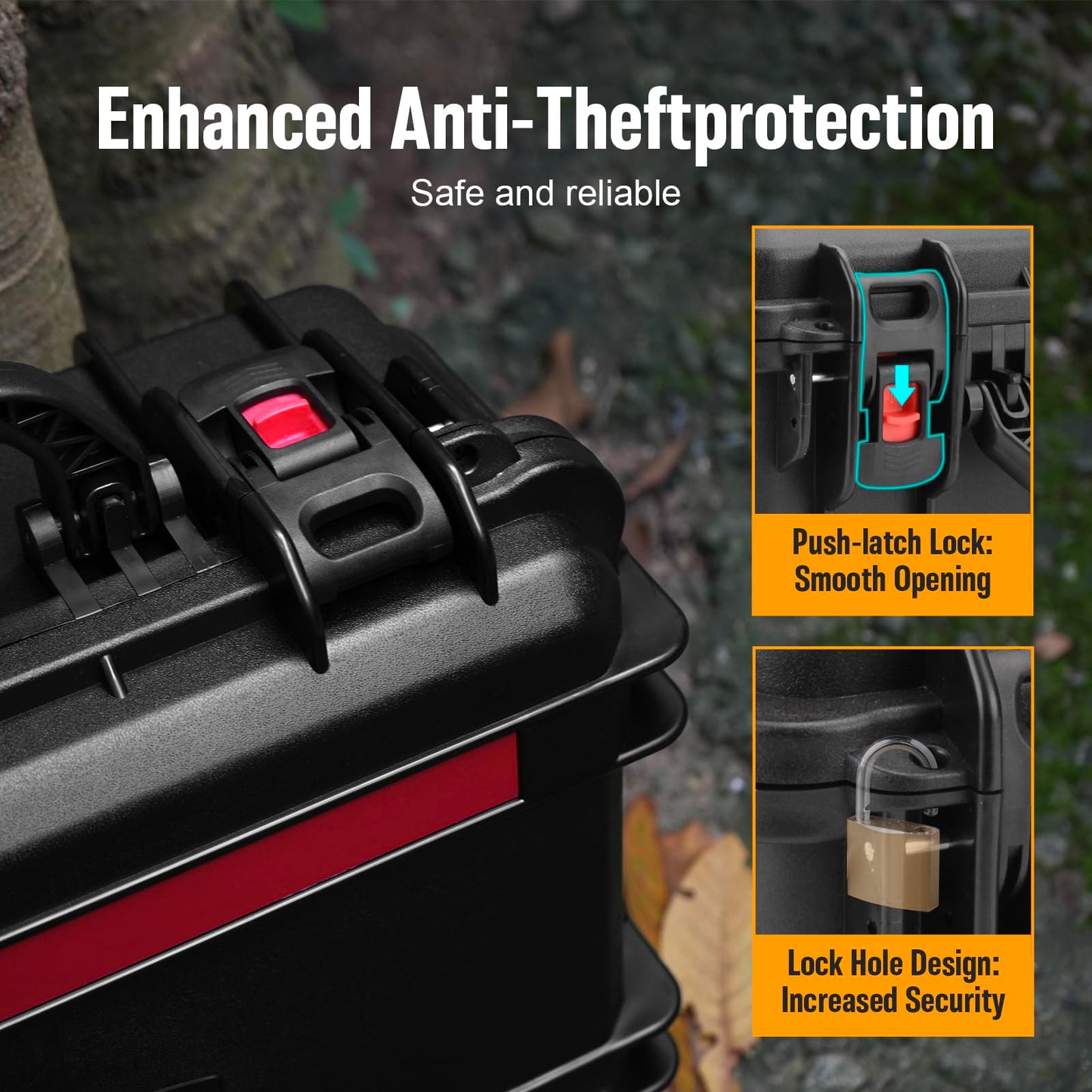 OUIMTOUI Waterproof Hard Case with Padded Dividers and Detachable Tactical Molle Panel Customizable Foam for Cameras, Lenses, Dual DJI Mavic/Air/Mini