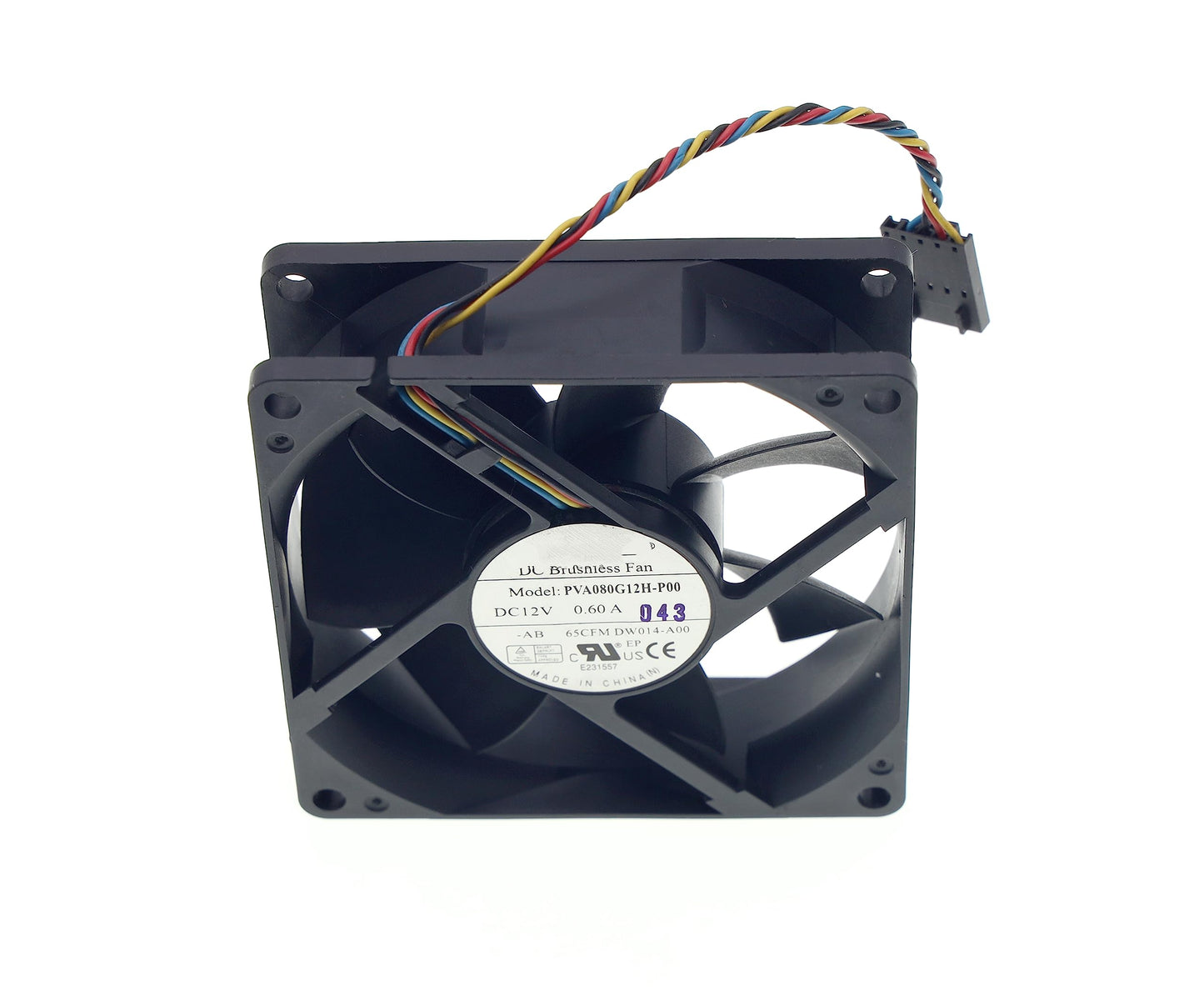 New Cooling fan for PVA080G12H-P00 089R8J 89R8J DC 12V 0.60A 8CM 8025 5-pin 4-wire Size:80x80x25mm