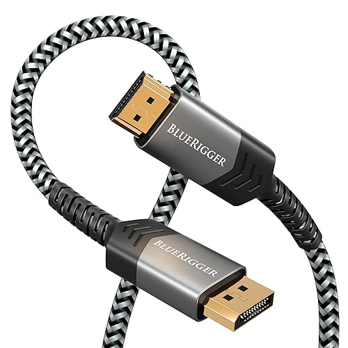 BlueRigger DisplayPort to HDMI Cable - (10FT, DP to HDMI Cord, 4K 60Hz, HDR, HDCP 2.2, Uni-Directional Display to HDMI, Male Video Cable) - Compatible