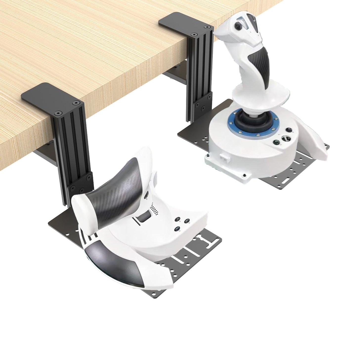 JOYORAN 2 Sets of HOTAS Desk Mounts for Flight Sim Game Joysticks, Throttles Compatible with Logitech X56/X52/X52 Pro, Thrustmaster T-Flight Hotas