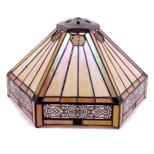 WERFACTORY Tiffany Lamp Shade Replacement 12X10X6 Inch Yellow Hexagon Stained Glass Mission Lampshade Only with Cap fit for Table lamp Pendant Light