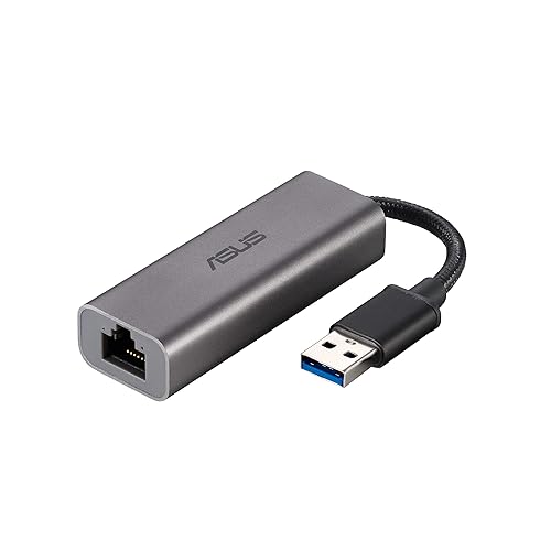 ASUS USB-C2500 2.5G Ethernet USB Adapter Supports Wired Network Connection Mac OS, Linux, Windows, Backward Compatible on 1G/100Mbps, Ideal