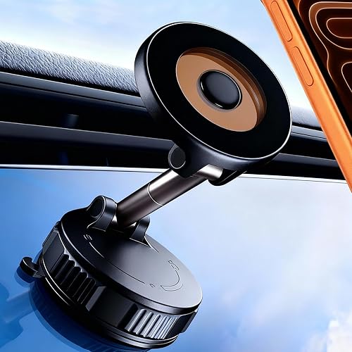 RayLink [Ultra Strong 120LB Vacuum Suction & 2800gf Magnet] Magnetic Phone Holder for You Car, 360° Adjustable for MagSafe Compatible Car Phone Mount