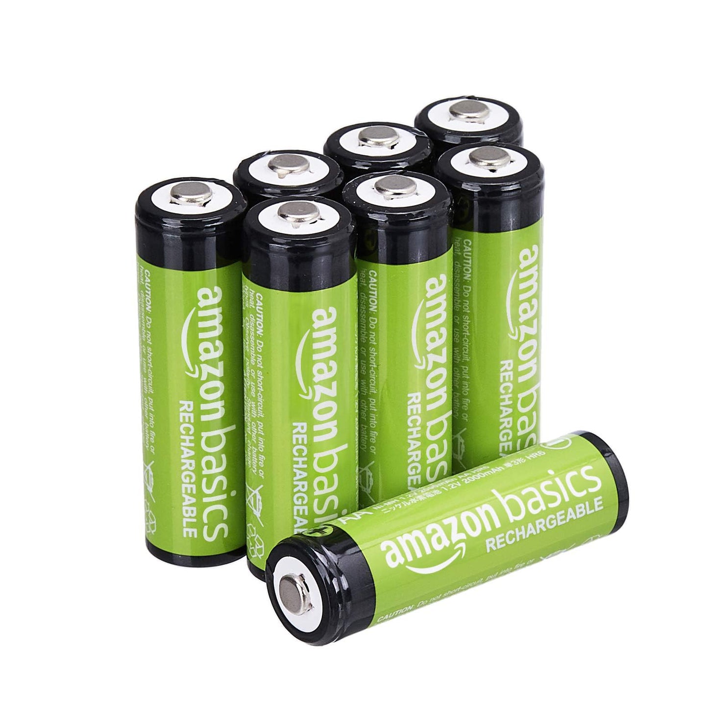 Amazon Basics 8-Pack Rechargeable AA NiMH Batteries, 2000 mAh, 1.2V, Recharge up to 1000x Times, Pre-Charged
