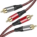 Tiierzon RCA Cable 10Ft,2Rca Male to 2-RCA Male Audio Stereo Subwoofer Cable [Hi-Fi Sound] Nylon-Braided Auxiliary Audio Cord for Home Theater, HDTV