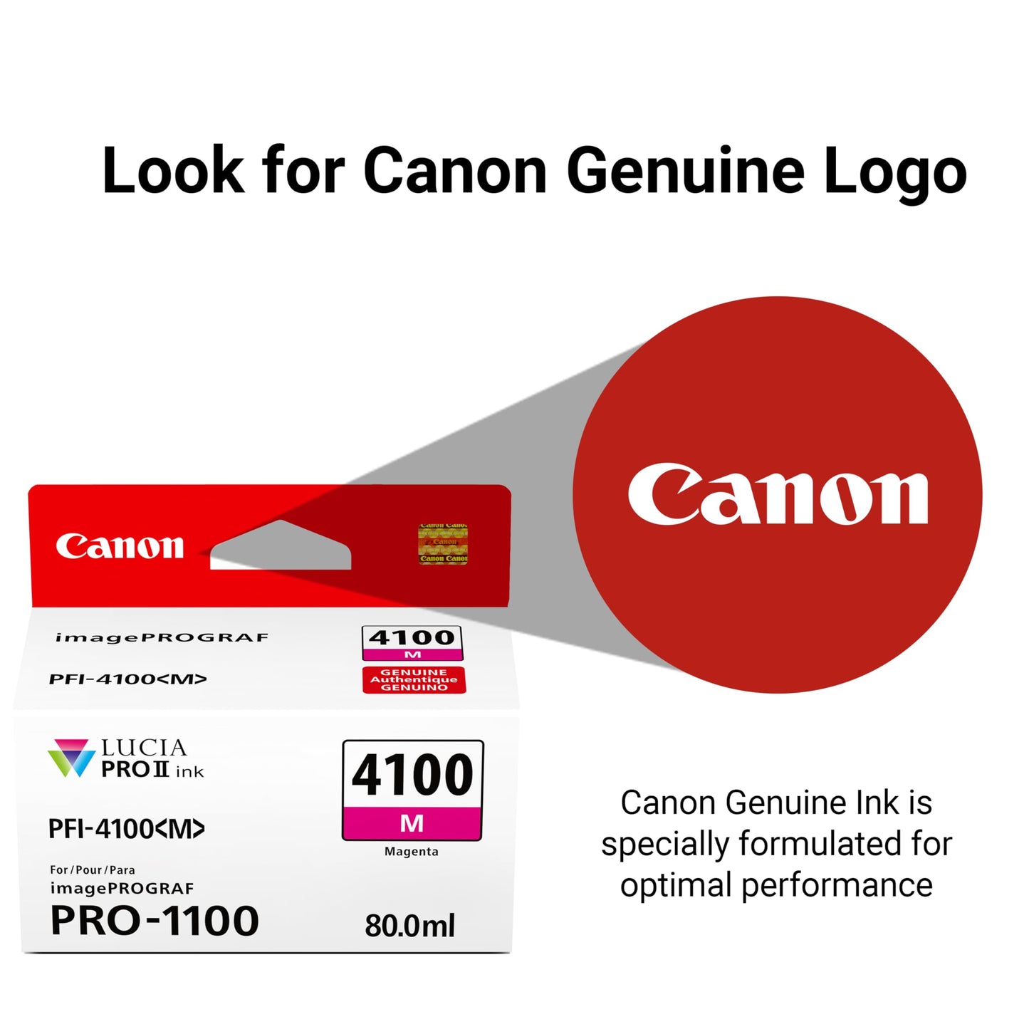 Canon PFI-4100 Genuine Magenta Ink Tank, Compatible with imagePROGRAF PRO-1100 Printers