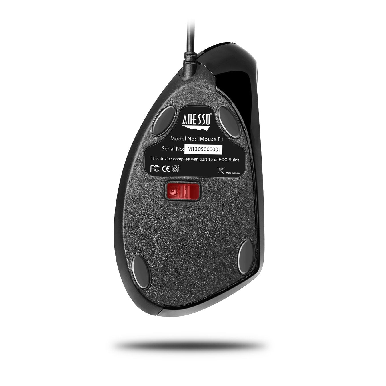 Adesso Wired Vertical Ergonomic Illuminated Optical 6-Button USB Mouse - Right Hand Orientation, Black