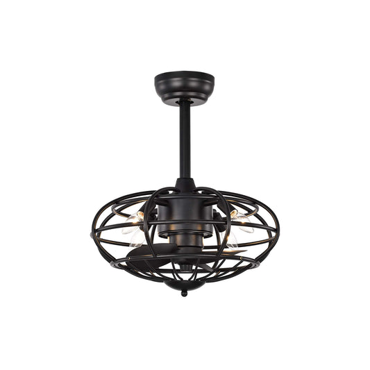 Warehouse of Tiffany CFL-8478S/MB Monti Matte Black 18-Inch 3-Blade Ceiling Fan with Caged Metal Frame (Includes Remote) Ceiling Fan