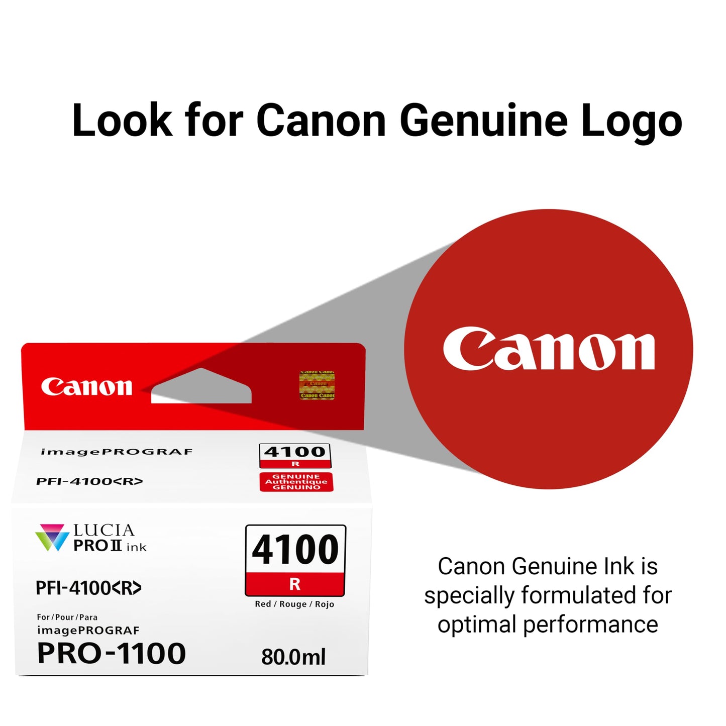 Canon PFI-4100 Genuine Red Ink Tank, Compatible with imagePROGRAF PRO-1100 Printers