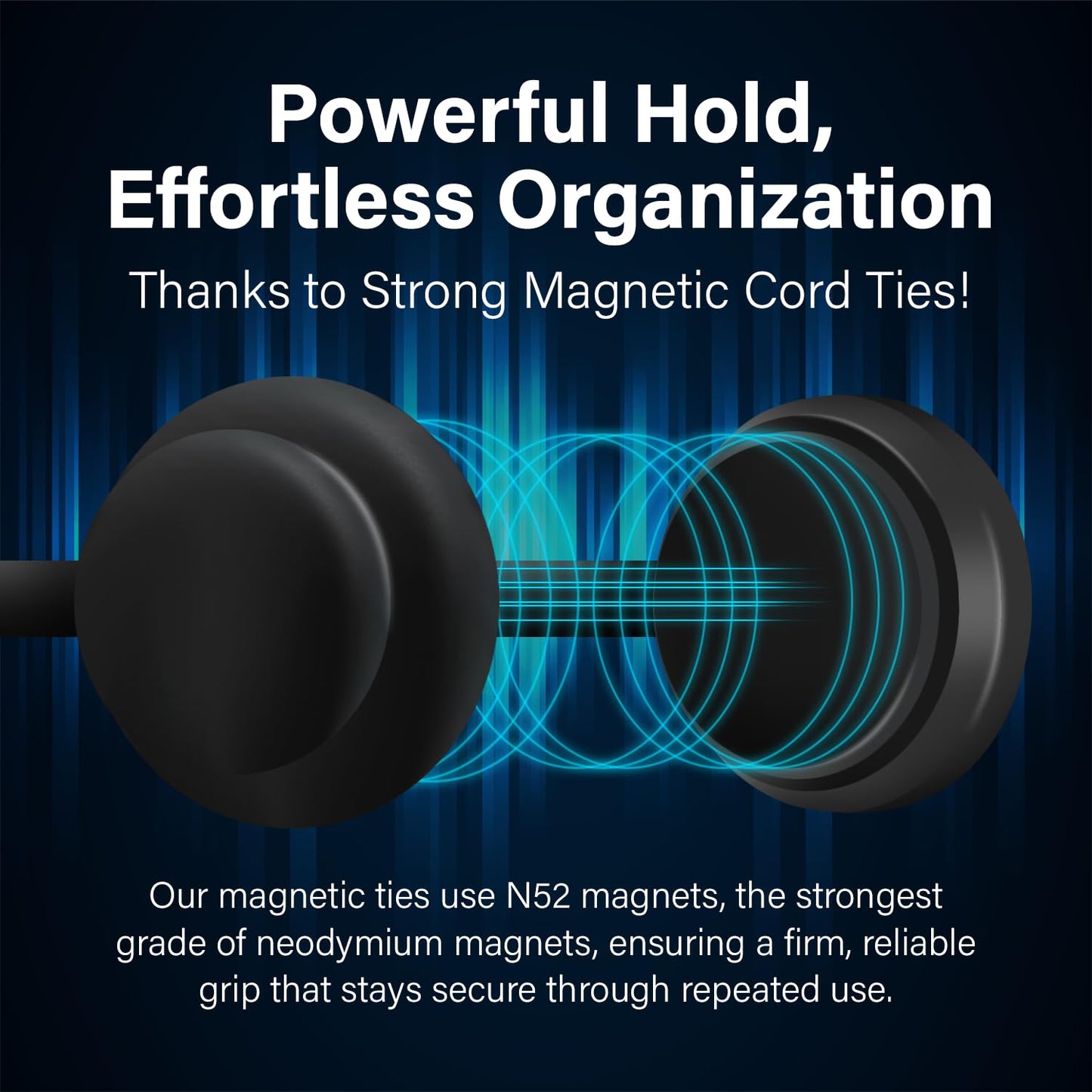 30-Pack Magnetic Cable Ties - Snap-On Silicone Magnetic Cord Ties with Strong Magnets - Reusable Magnetic Ties for Cords, Wire Organizer, Charging