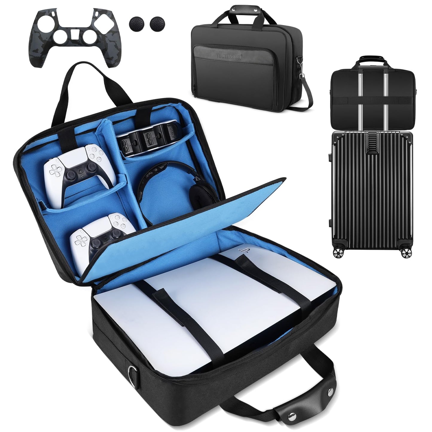 TECTINTER Carrying Case for PS5, Protective Travel Bag for PS 5 Console Controller, Large Capacity Storage Case Compatible with Playstation 5 Games