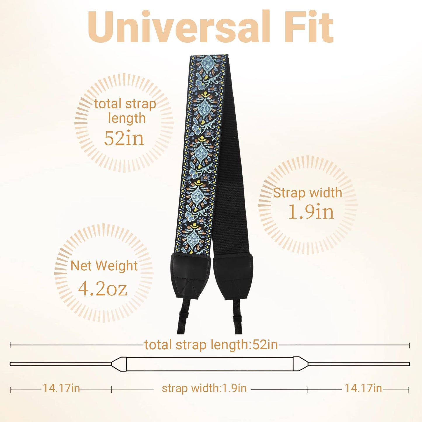 Zwxejcb Camera Strap : Stylish Knit Embroidered & Comfort-Fit Elastic Classic Quick Release Neck Shoulder Straps, Adjustable Universal for Dslr Slr