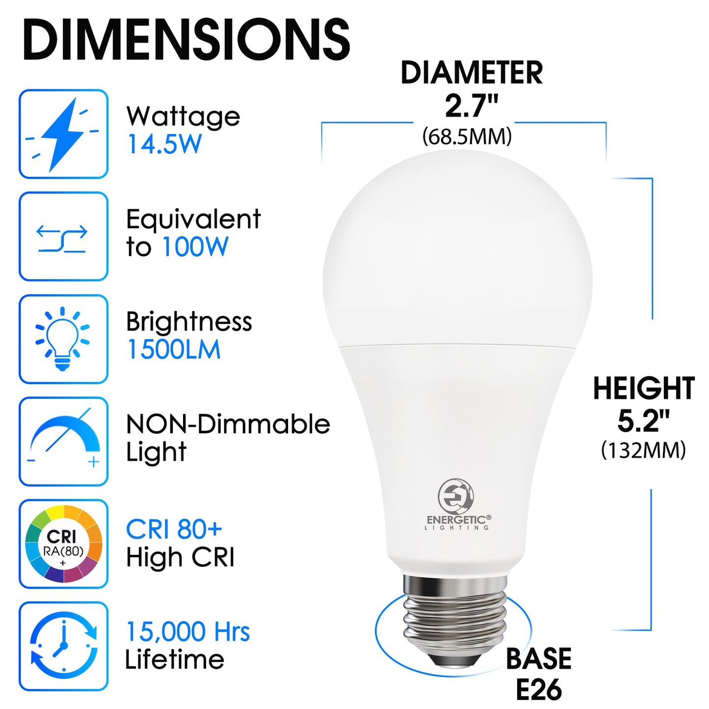 Radar Motion Sensor Light Bulbs, 14.5W 100W Equivalent A21 LED Bulb, 1500LM Dusk to Dawn LED Bulbs, Daylight 5000K Auto on/Off Motion Detector Light