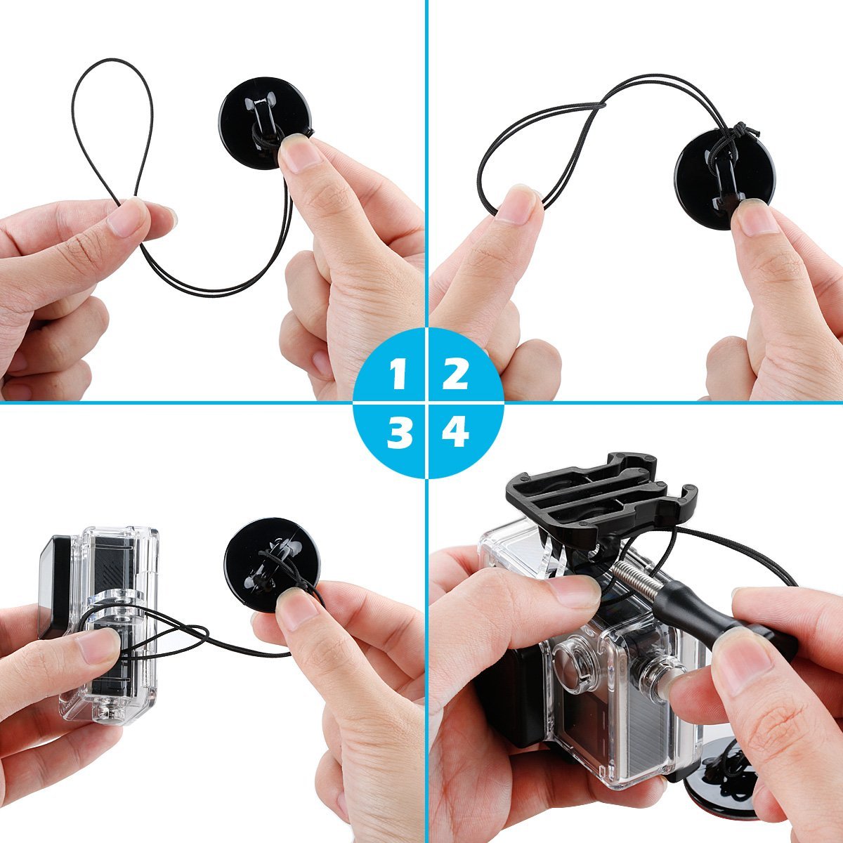 Sametop Adhesive Camera Tethers Safety Leash Compatible with Gopro Hero 13, 12, 11, 10, 9, 8, 7, 6, 5, 4, Session, 3+, 3, 2, 1, Hero (2018), Fusion