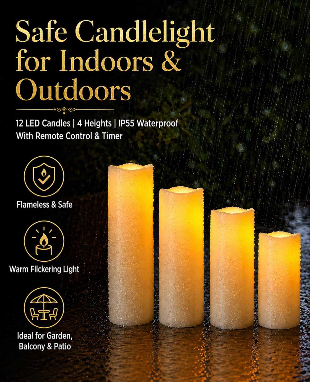 Fanzir Outdoor Waterproof LED Candle Lamp with Remote Control Indoor Bedside Lamp Battery Candle, The Night Light is Dimmable Candle 12pcs It is