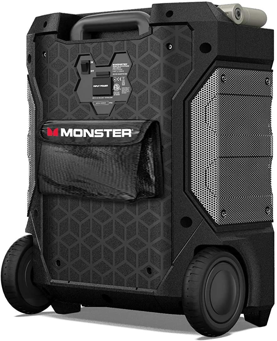 Monster Rockin' Roller 270 Portable Indoor/Outdoor Wireless Speaker, 200 Watts, Up to 100 Hours Playtime, IPX4 Water Resistant, Qi Charger, Connect