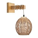 Bagkcopp Rattan Wall Sconce Light, Rattan Lamps for Bedroom, Farmhouse Wall Sconces, Wall Mount Light Fixture Indoor, Boho Bedside Wall Sconces