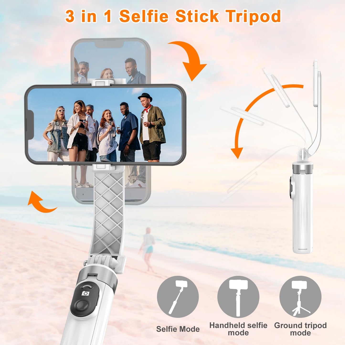 Phone Tripod & Selfie Stick, Lightweight All in One Phone Tripods with Wireless Remote, Portable Smartphone Tripod Stand Compatible