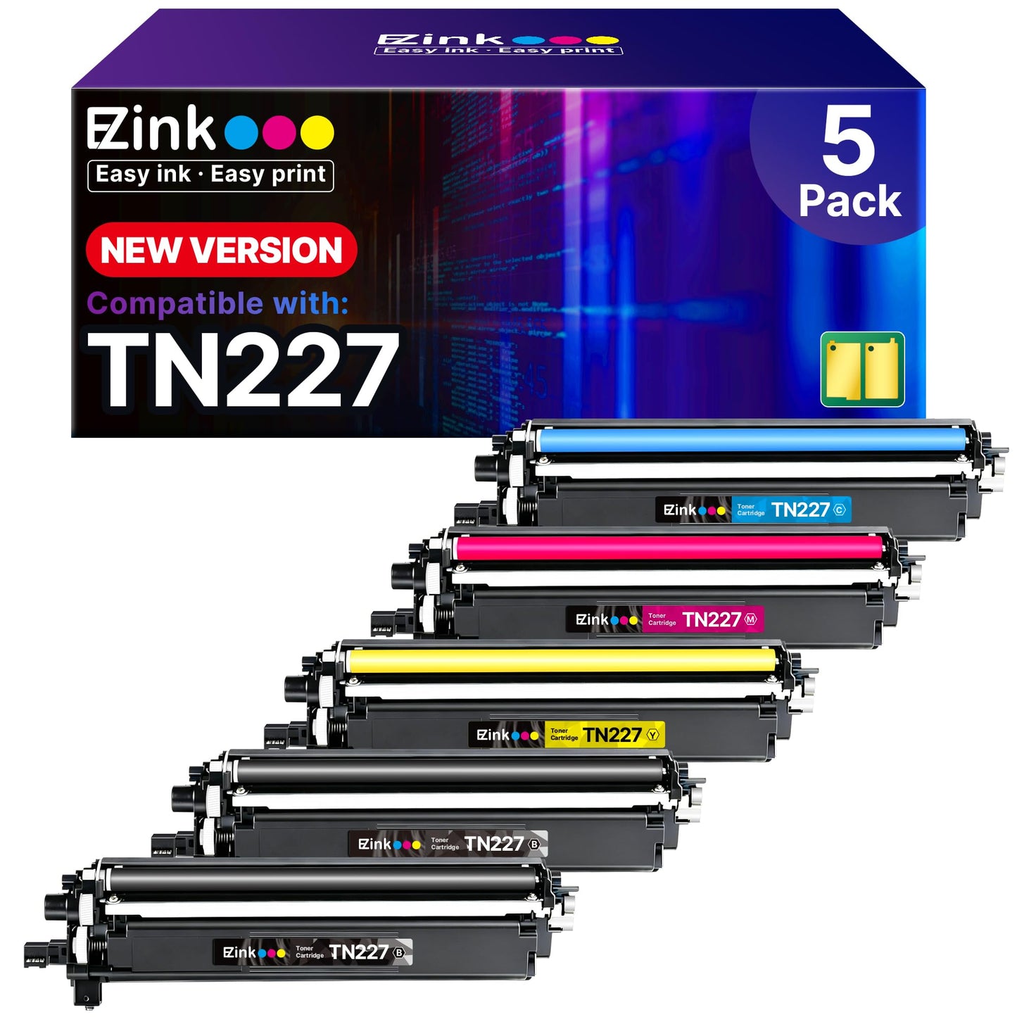 E-Z Ink TN227 for TN-227BK/C/M/Y High Yield Brother TN227 Toner TN 227 223