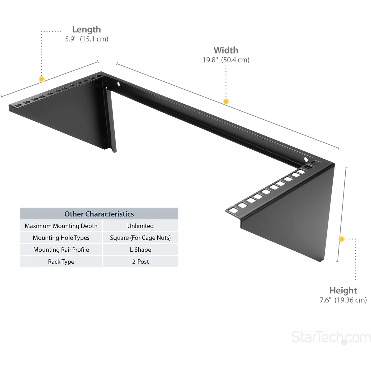 StarTech 4U Vertical Wall-Mount Rack Bracket, 19in, 125lb, TAA (RK419WALLV)