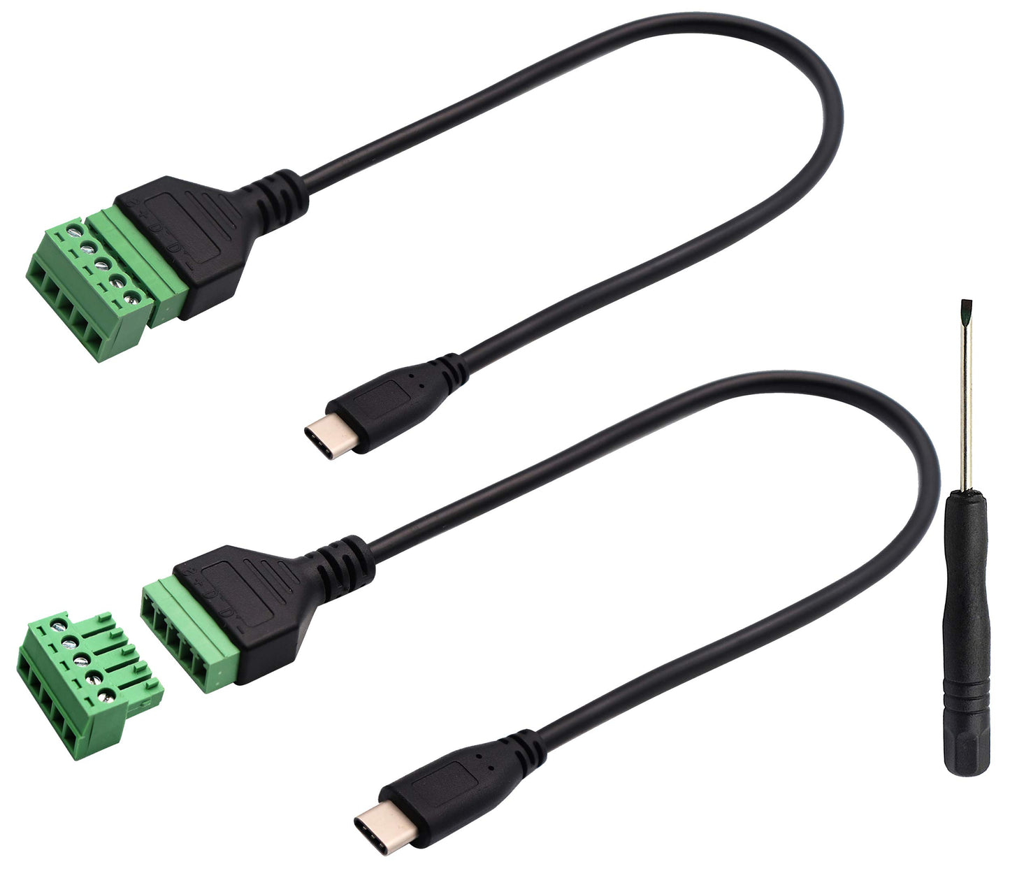 zdyCGTime Type C USB Screw Terminal Block Connector Cable 2.0 Type C USB Male Plug to 5 Pin Way Female Bolt Screw with Shield terminals Pluggable Type