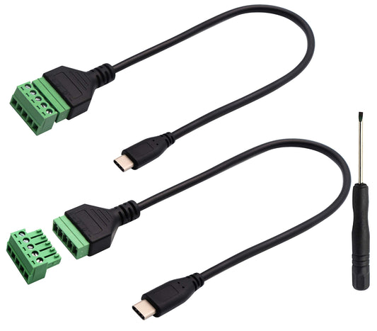 zdyCGTime Type C USB Screw Terminal Block Connector Cable 2.0 Type C USB Male Plug to 5 Pin Way Female Bolt Screw with Shield terminals Pluggable Type