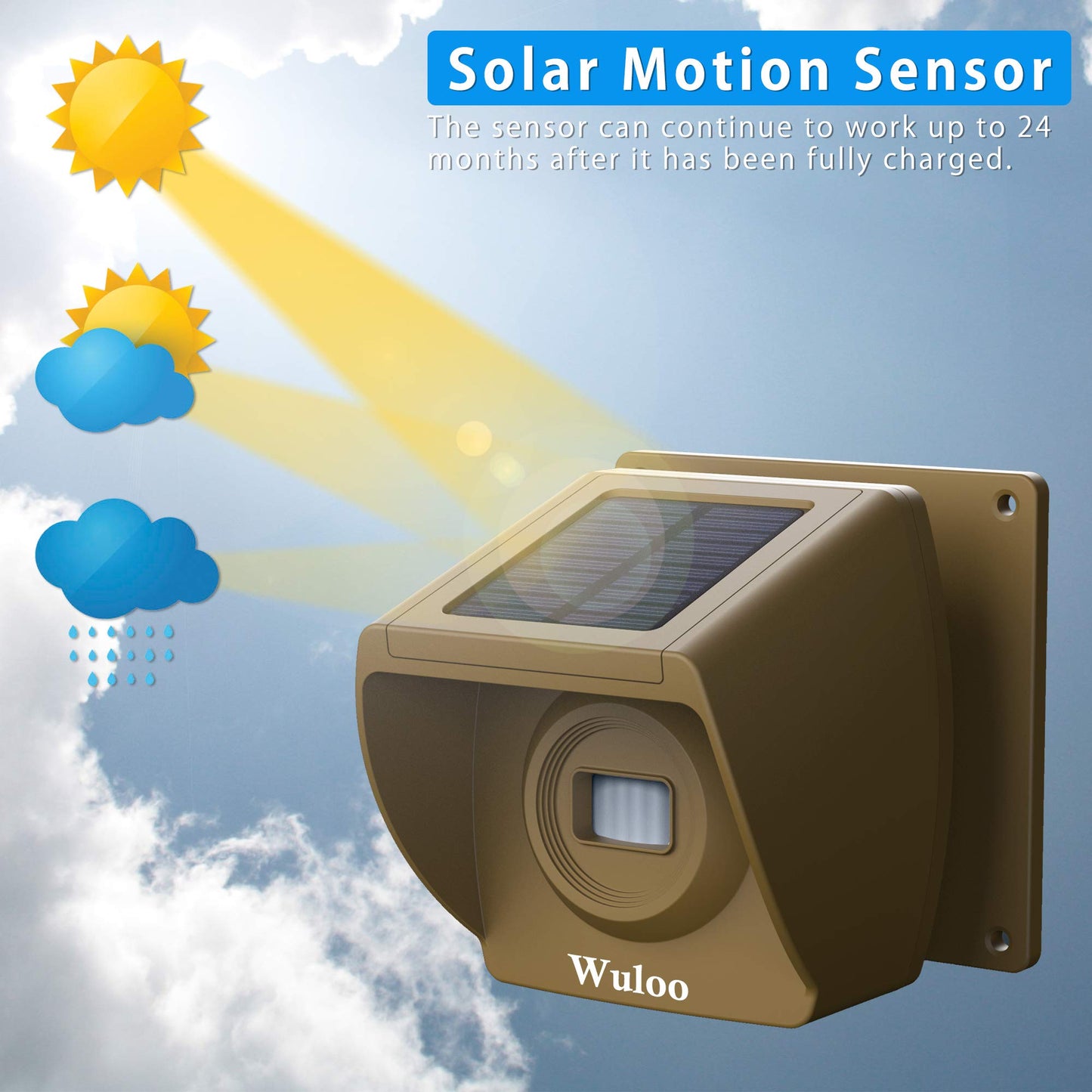 Solar Driveway Alarm Wireless Outside 1800ft Range, Outdoor Motion Sensor & Detector Driveway Alert System with Rechargeable Battery/Weatherproof/Mute