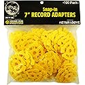 (100) Flat Plastic Record Adapters - Snap in Inserts to Make 7" 45rpm Records Fit on Standard Vinyl Record Turntables #07MR100YE (Yellow)
