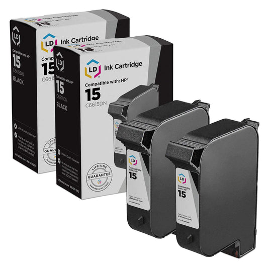 LD Products Remanufactured Ink Cartridge Replacement for HP 15 C6615DN (Black, 2-Pack) Compatible w HP Copier 310 Printers 810 812 812C 840 841C 842C