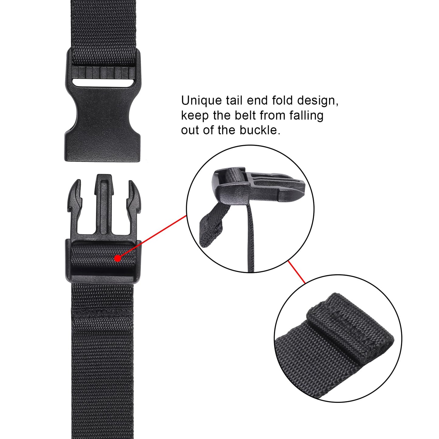 Vigorport Utility Straps 4-Pack – Adjustable Nylon Straps with Quick Release Buckle for Backpack, Travel, Camping – Black 40”