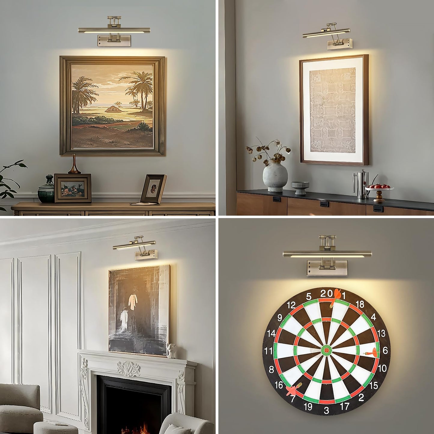 Joossnwell Battery Operated Picture Light for Painting, Wireless Art Lighting Antique Bronze Dimmable,Rechargeable Picture Frame Light for Wall