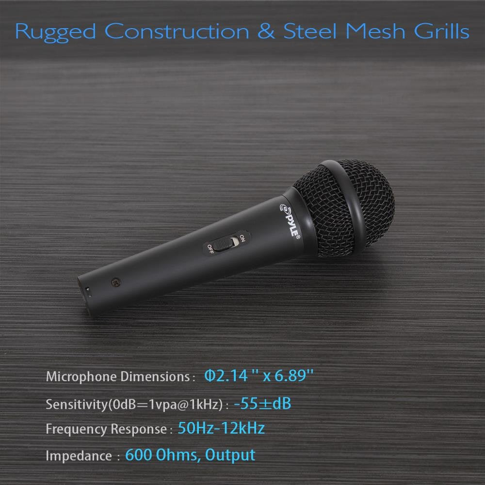 Pyle 3-Piece Professional Dynamic Microphone Kit - Cardioid Unidirectional Vocal Handheld Microphone with Hard Carry Case & Mic Holder/Clip - Pyle