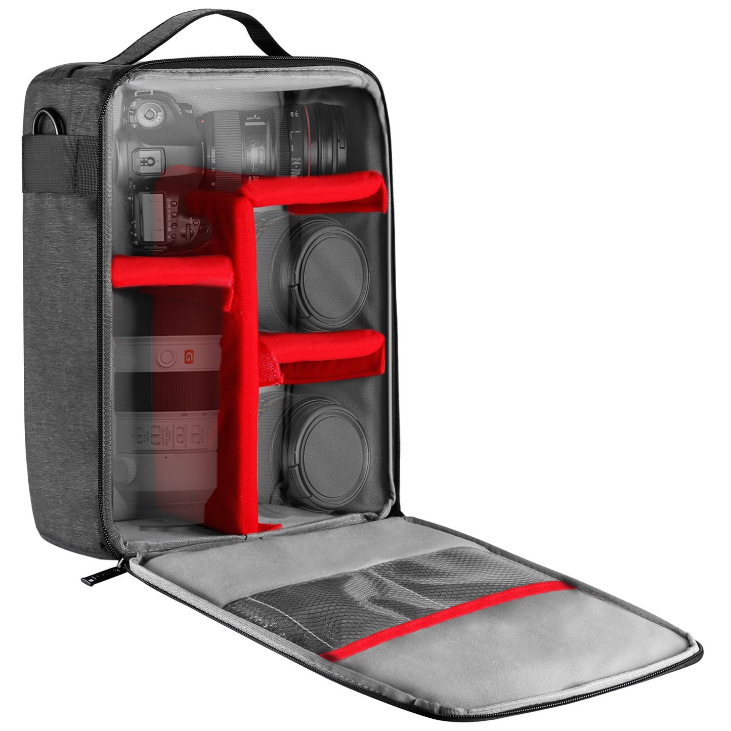 Neewer NW140S Waterproof Camera and Lens Storage Carrying Case 8.7x5.9x12.6 inches Soft Padded Bag for Canon Nikon Sony DSLR, 4 Lens or Flash