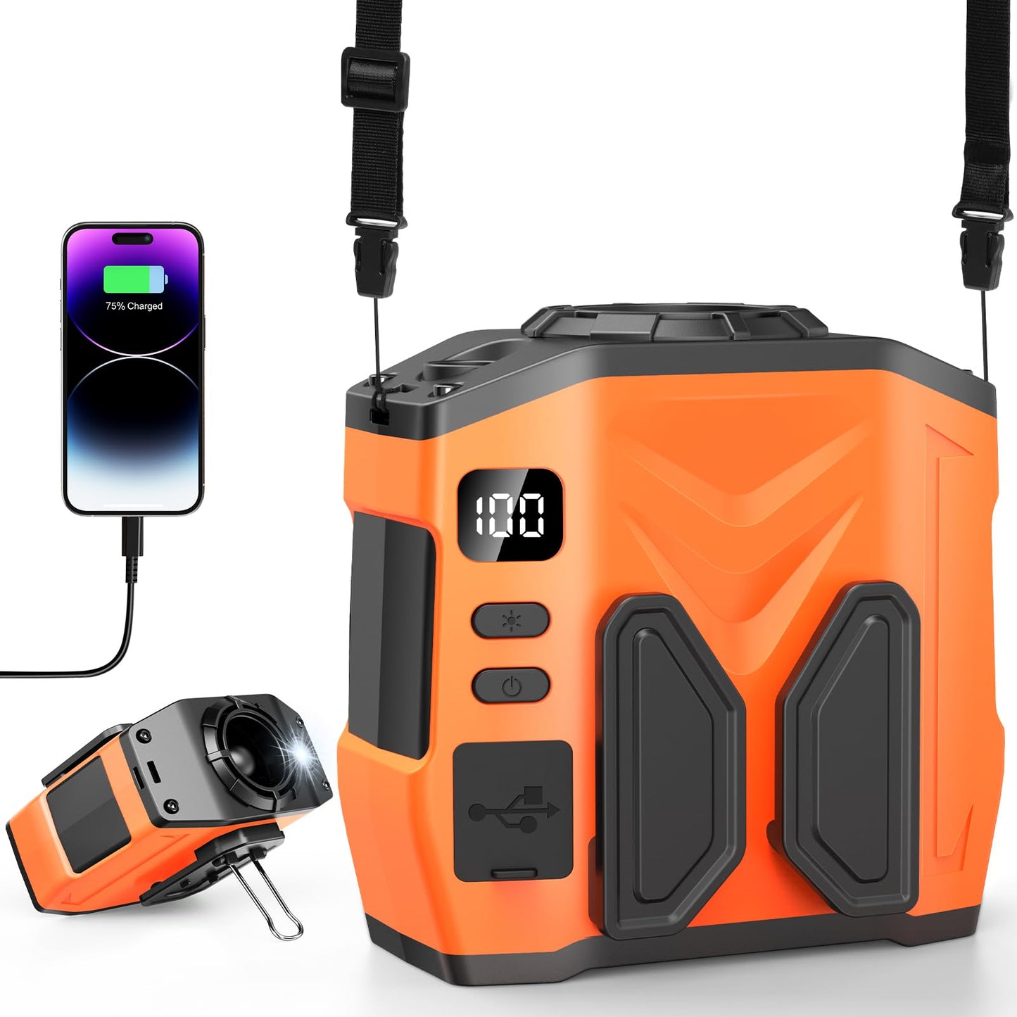 OCOHW Portable Personal Waist Fan Rechargeable, 10000mAh 13500RPM 5 Speeds