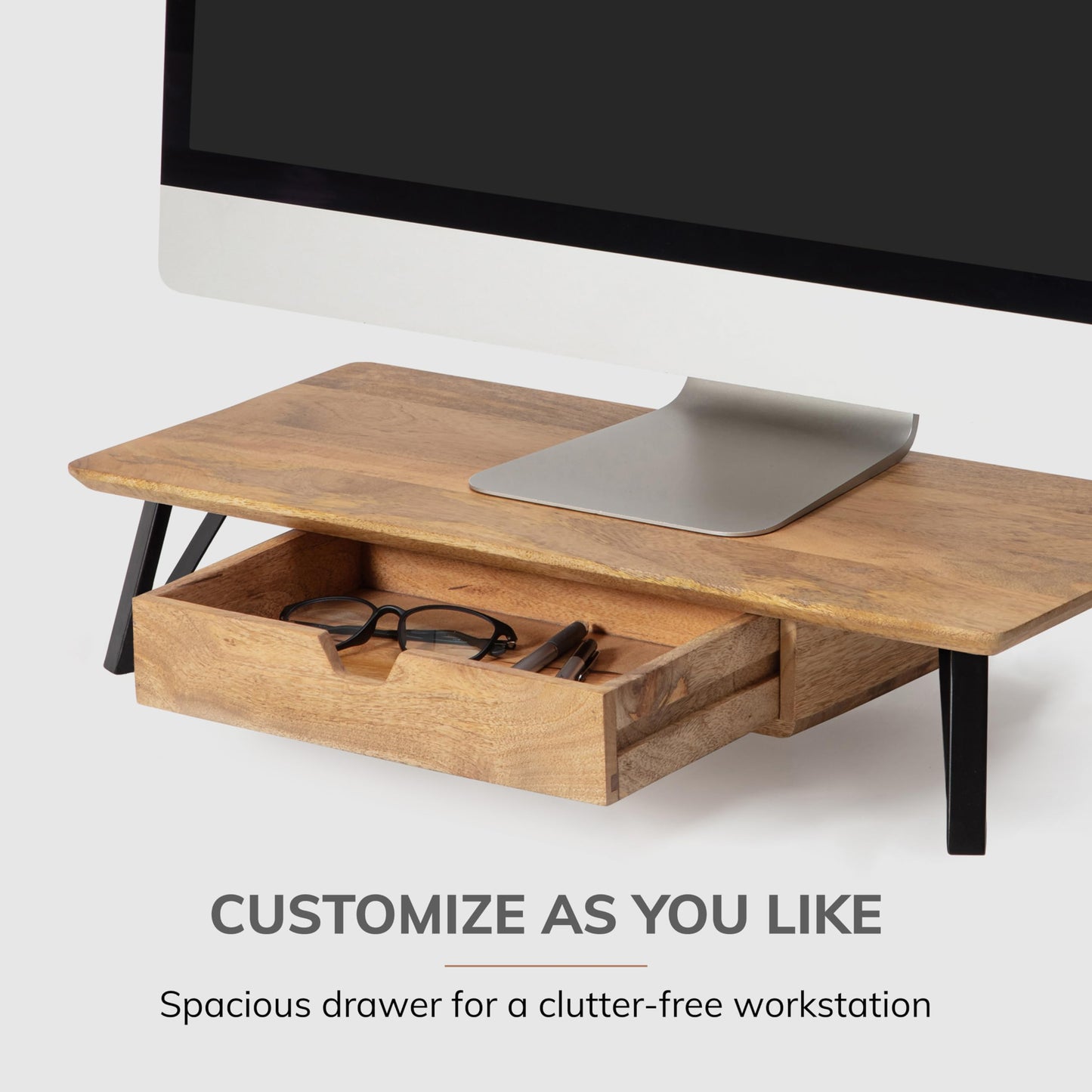 Anji Mountain Monitor Stand - Desktop Organizer & Laptop Riser, Ergonomic Monitor Riser, Space-Saving Monitor Stand for Desk, Durable Construction
