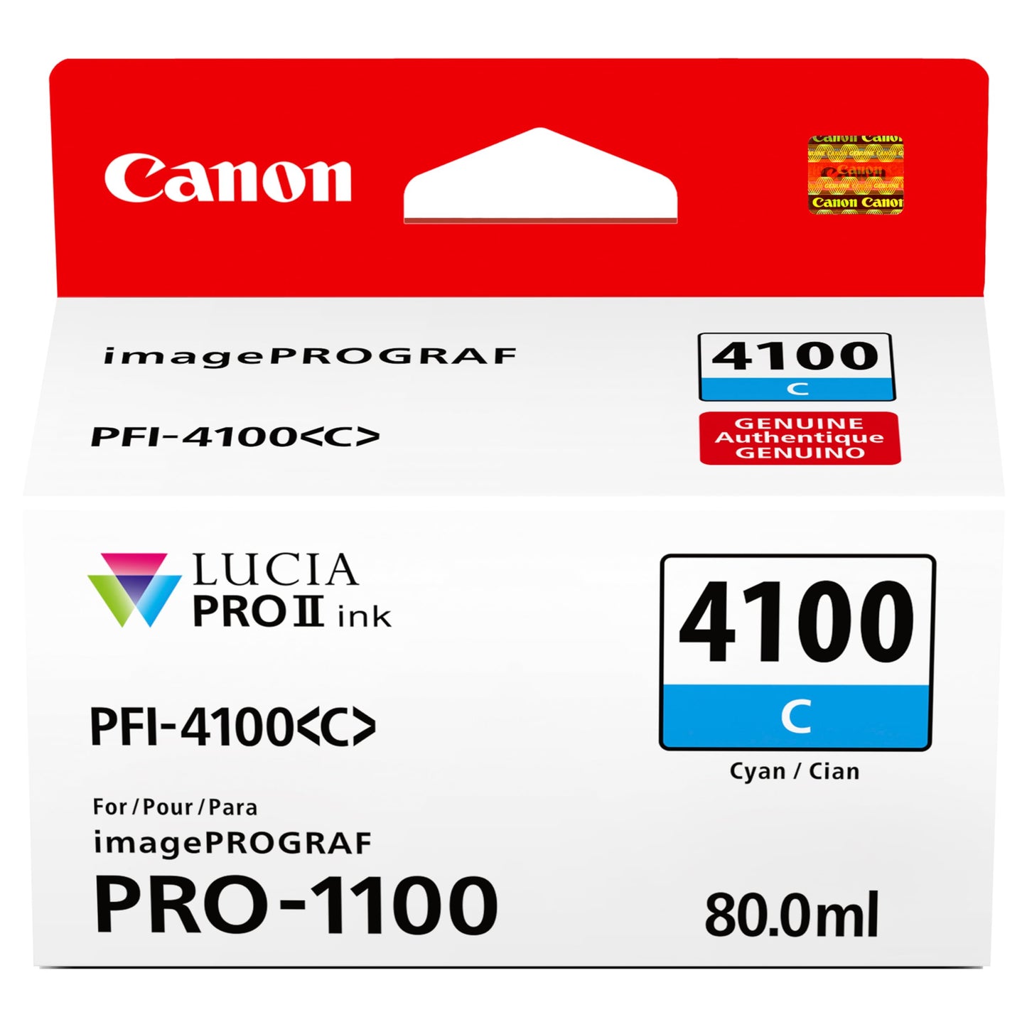 Canon PFI-4100 Genuine Cyan Ink Tank, Compatible with imagePROGRAF PRO-1100 Printers