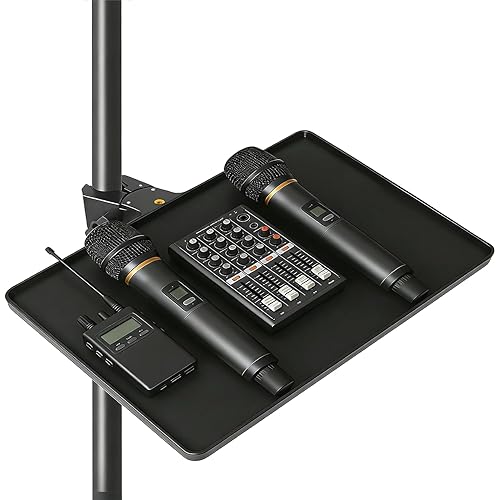 Microphone Stand Tray,Clamp on Shelf for TikTok,Most Mic Stands,10.8"x8.0" Large Tripod Shelf Table,Clip on Tray,Music Stand Accessories,Lash Tray