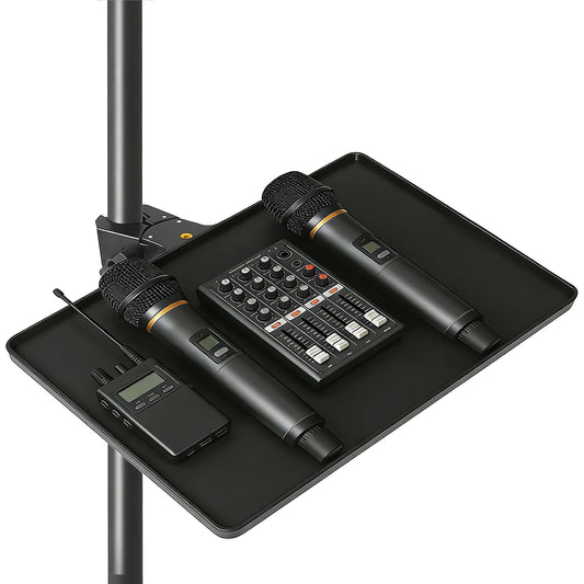 Microphone Stand Tray,Clamp on Shelf for TikTok,Most Mic Stands,10.8"x8.0" Large Tripod Shelf Table,Clip on Tray,Music Stand Accessories,Lash Tray