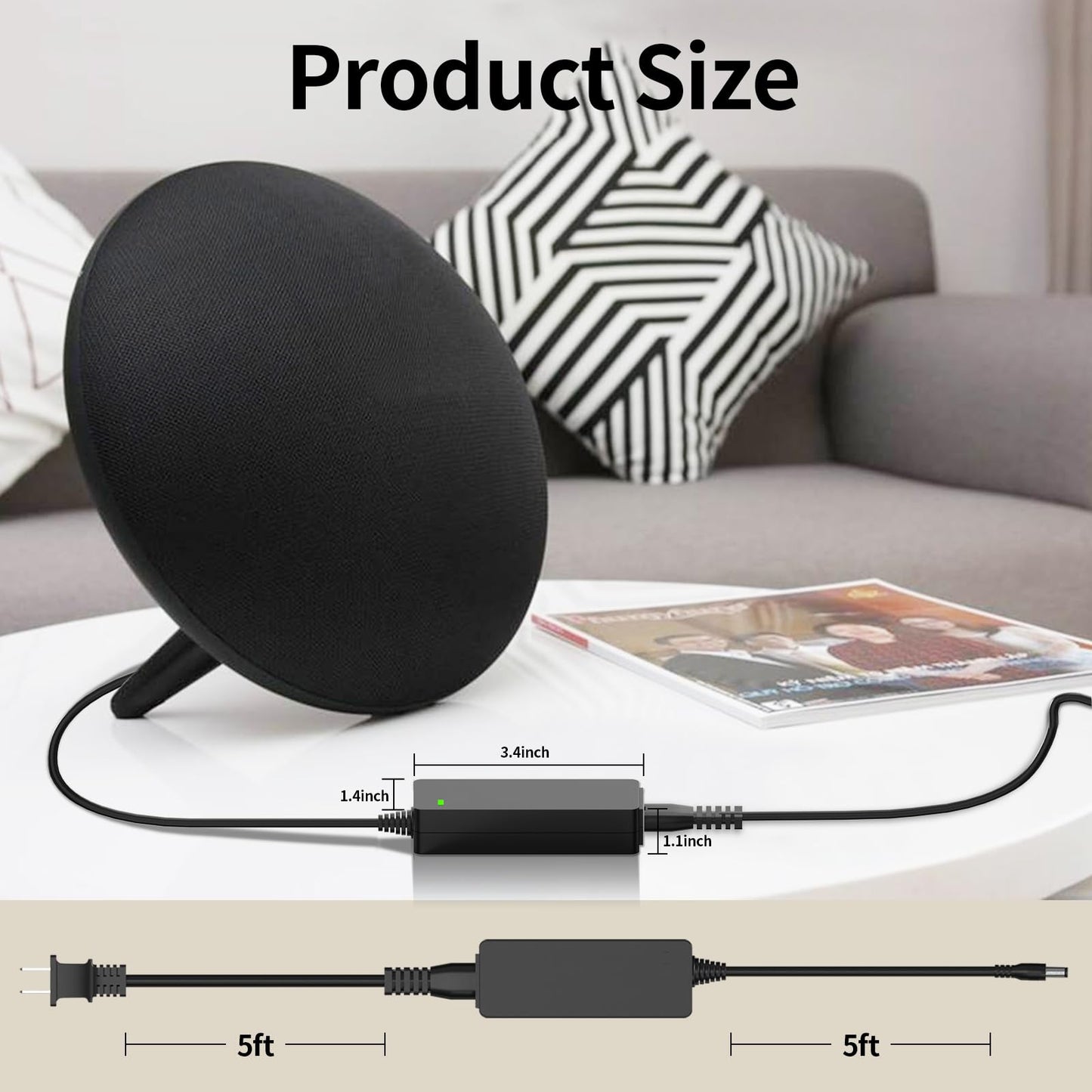 for Harman Kardon Charger Onyx Studio 8 7 6 5 4 3 2 1 Wireless Bluetooth Speaker Replacement Harmon Kardon Charger 19V AC Power Cord Supply【10 FT】…