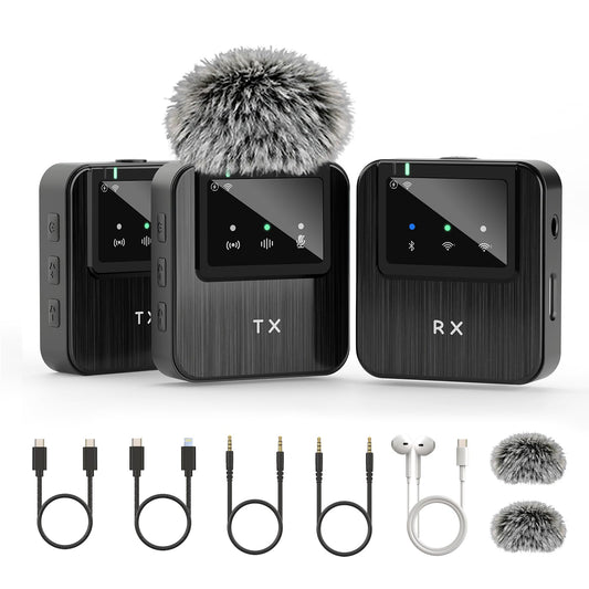 MeloJungle Wireless Lavalier Microphone for iPhone 16/15/14,Android,Camera,ipad and Laptop,Small iPhone Mic for Video Recording,TikTok,Noise
