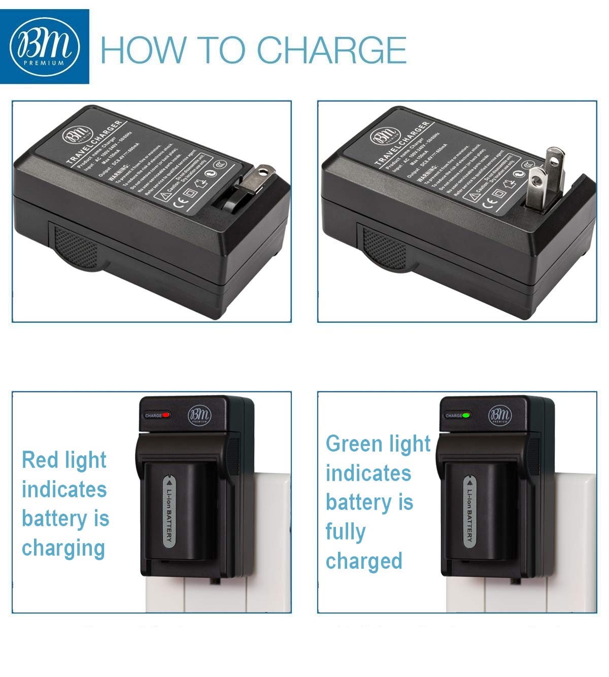 BM Premium 2-Pack of NP-FH50 Batteries and Battery Charger for Sony CyberShot DSC-HX100V DSC-HX200V Digital Camera