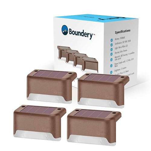 Solar Step Lights by Boundery - Premium LED Solar Waterproof Deck Decor & Fence Lights - Solar Powered Outdoor Lights for Deck, Dock, Steps, Porch