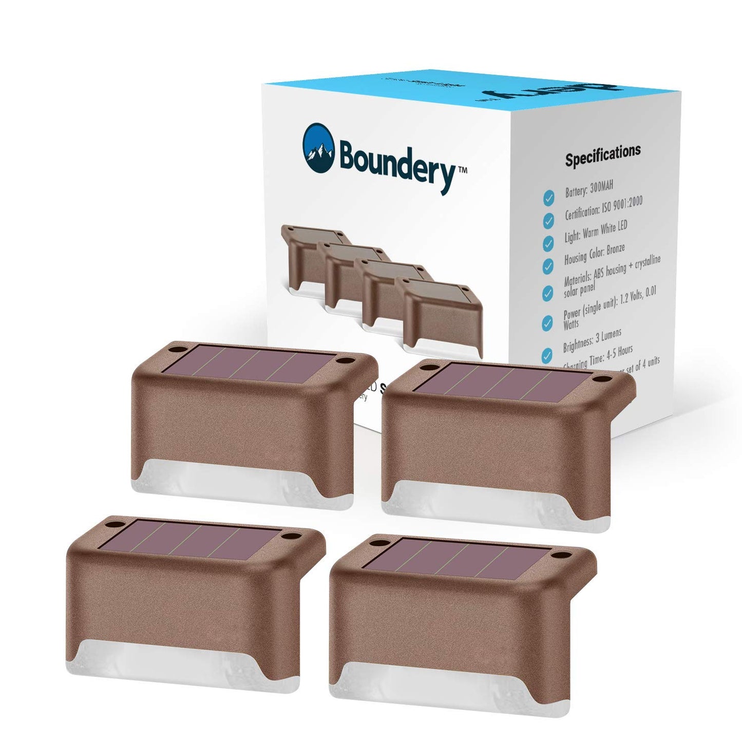 Solar Step Lights by Boundery - Premium LED Solar Waterproof Deck Decor & Fence Lights - Solar Powered Outdoor Lights for Deck, Dock, Steps, Porch