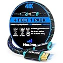 Maximm 4k Hdmi Cable 4ft, Hdmi Extender Cable Male to Female Hdmi Cord, Hdmi 2.0 Cable 120Hz Short Hdmi Cable (4ft)