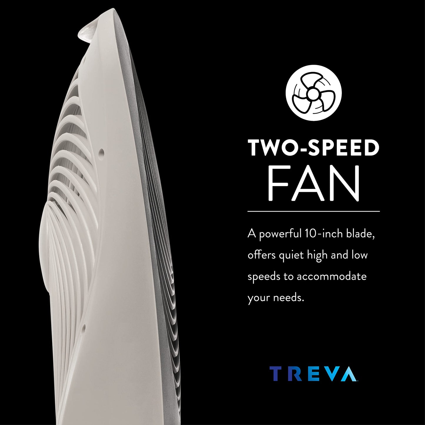 Treva 10 in Portable Desk Fan Battery or AC 2-Speed with USB Port