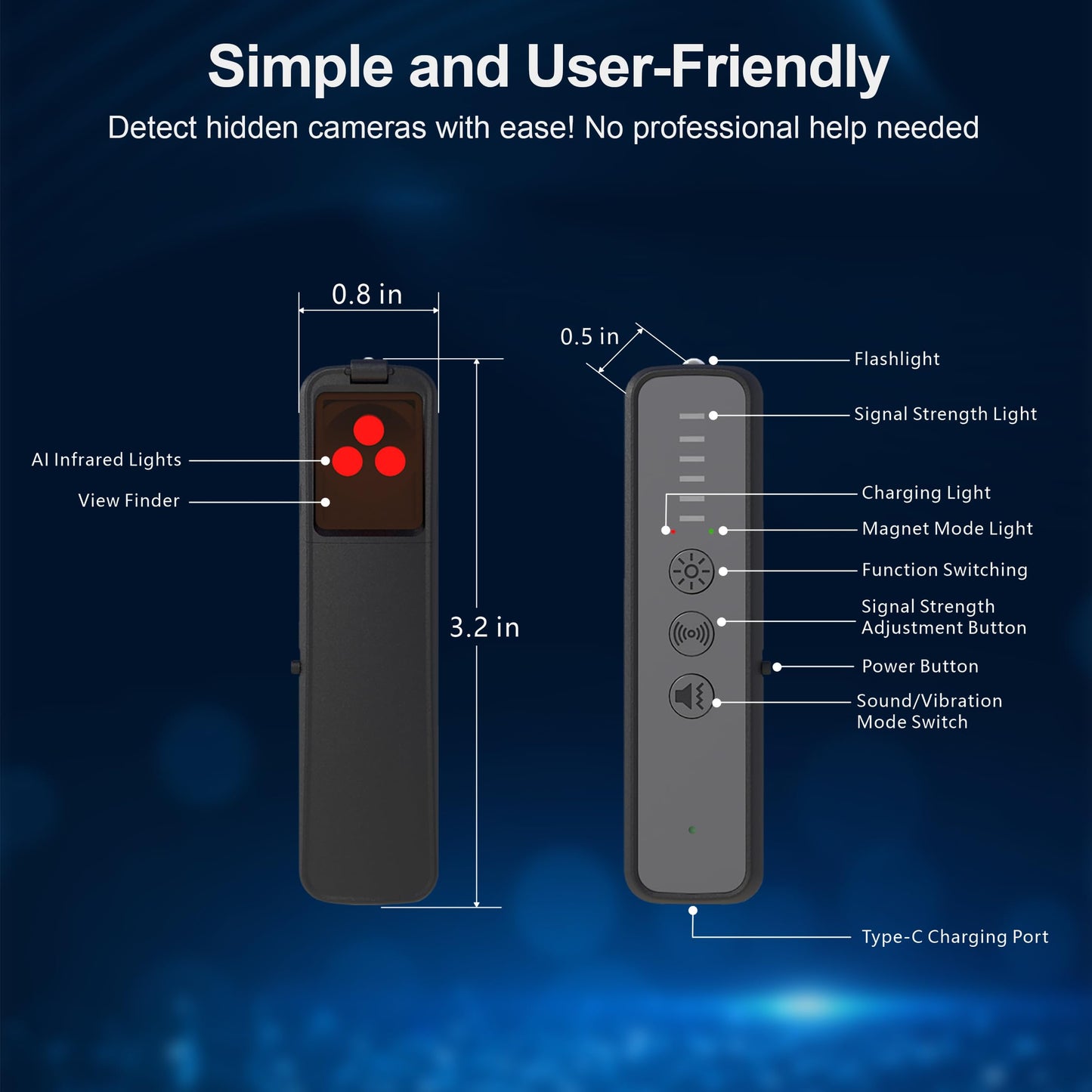 ZHENHAN Hidden Camera Detector, Anti Spy Detector, Bug Detectors,GPS Tracker Detector, Portable Bug Detector?RF Signal Finder, Hotels, Travel, Home